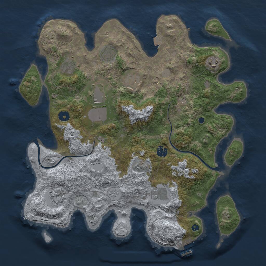 Rust Map: Procedural Map, Size: 3700, Seed: 783291553, 13 Monuments