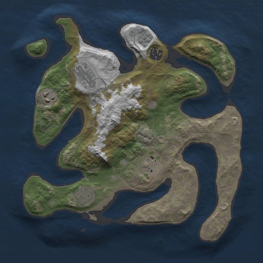 Rust Map: Barren, Size: 3000, Seed: 336903, 9 Monuments