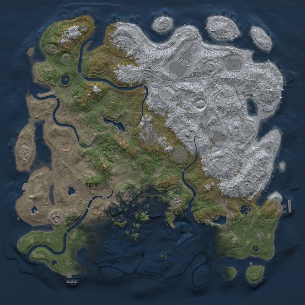 Rust Map: Procedural Map, Size: 4800, Seed: 1234567890, 17 Monuments