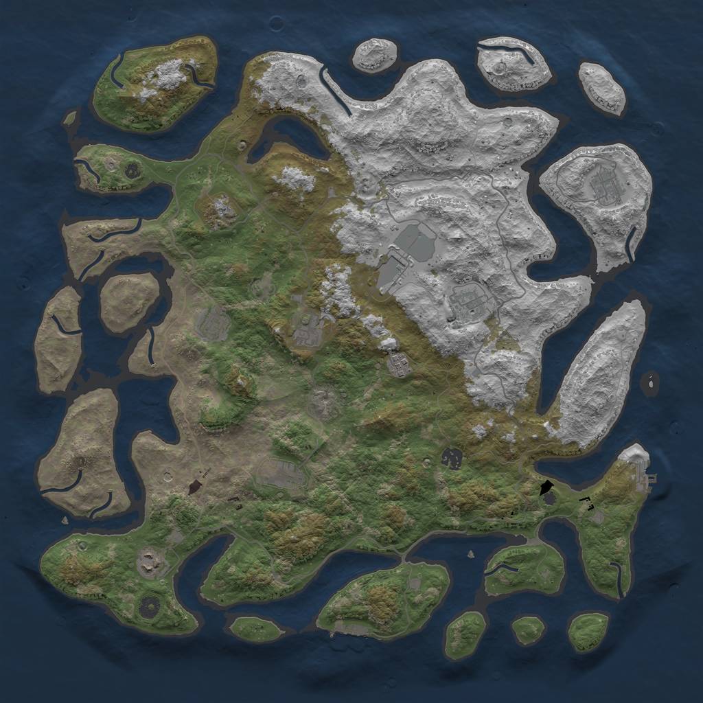 Rust Map: Procedural Map, Size: 4800, Seed: 1234567890, 15 Monuments