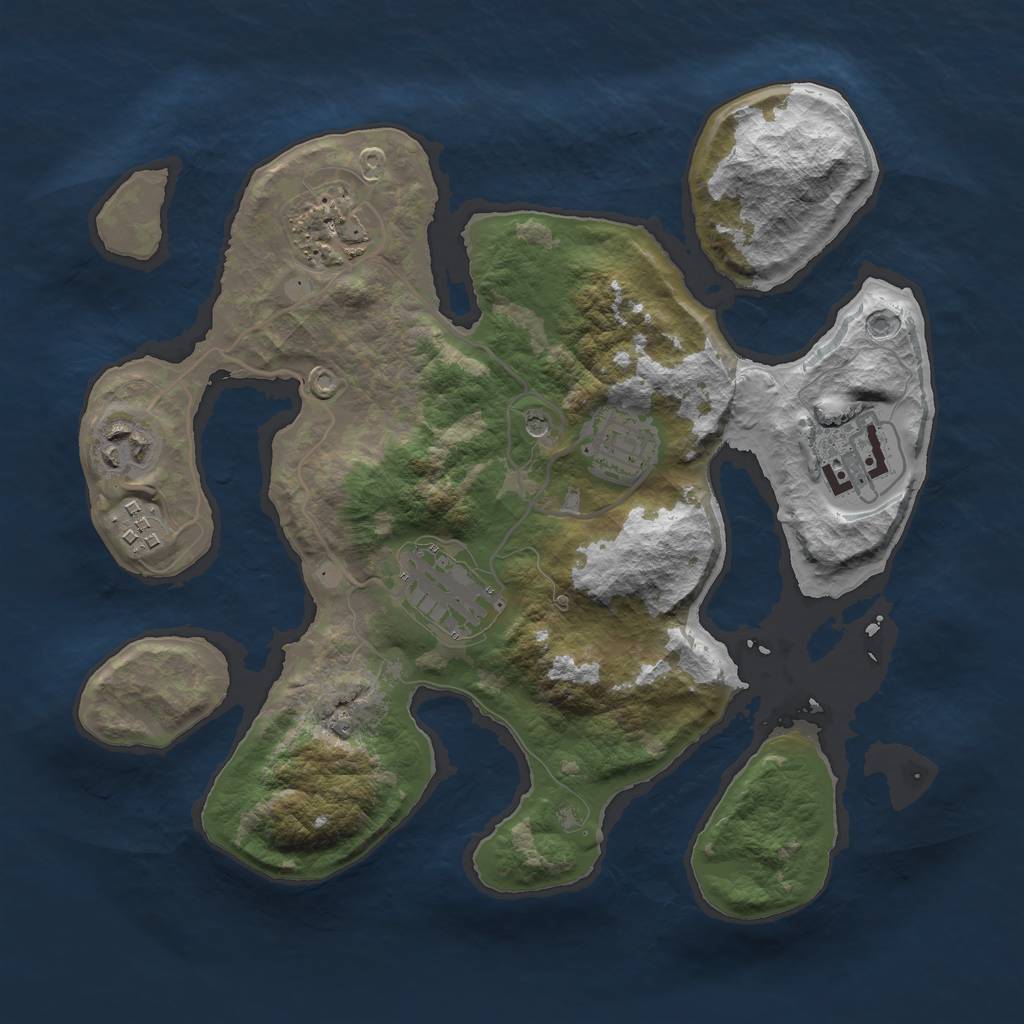 Rust Map: Barren, Size: 3000, Seed: 732538, 9 Monuments