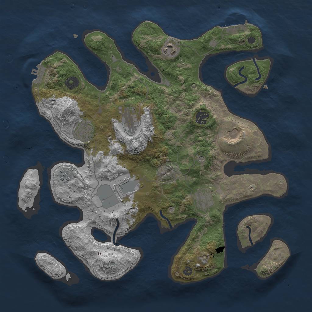 Rust Map: Procedural Map, Size: 3500, Seed: 100029701, 13 Monuments