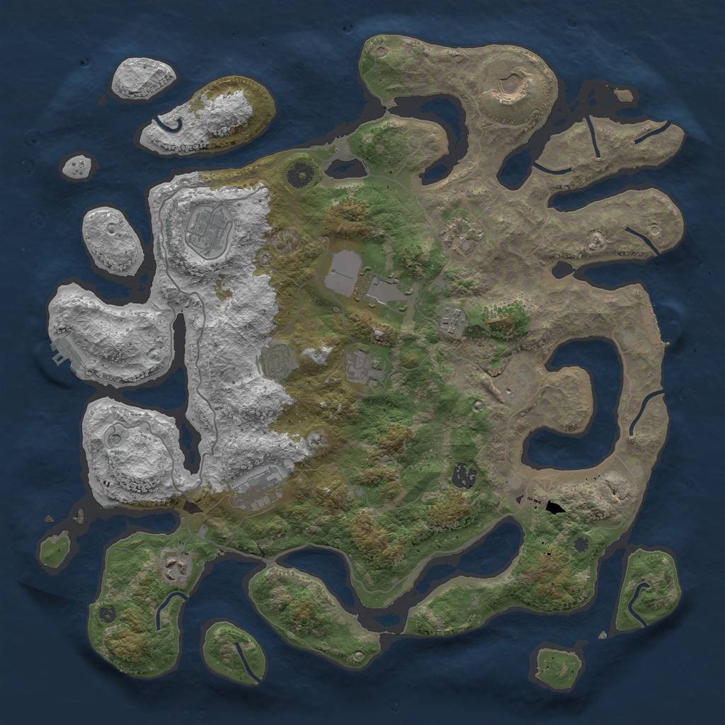 Rust Map: Procedural Map, Size: 4300, Seed: 839536295, 16 Monuments