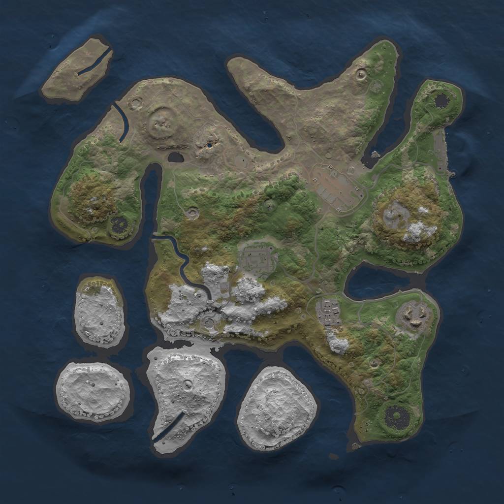 Rust Map: Procedural Map, Size: 3000, Seed: 340026, 8 Monuments