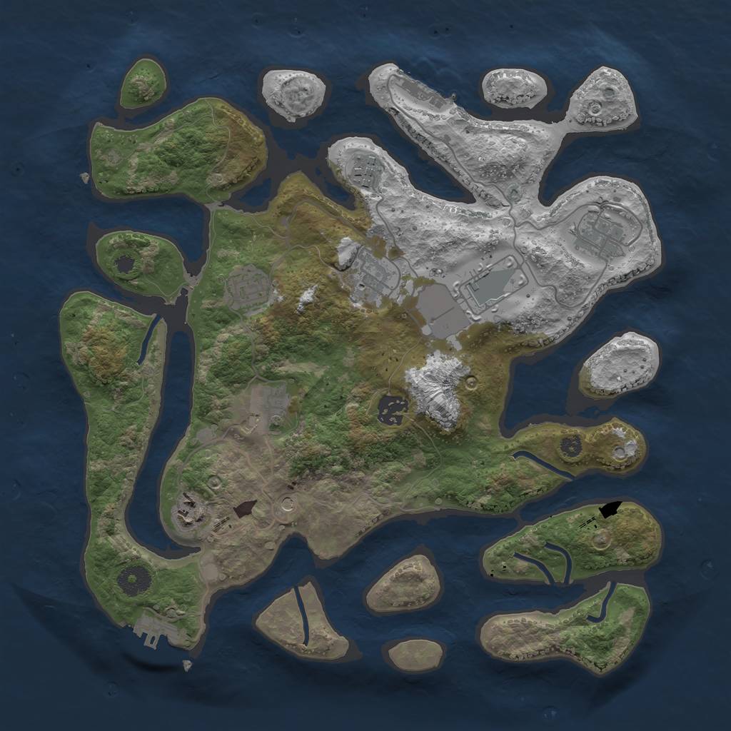 Rust Map: Procedural Map, Size: 3500, Seed: 15238620, 13 Monuments