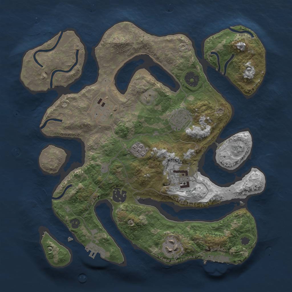 Rust Map: Procedural Map, Size: 3000, Seed: 1918733698, 10 Monuments