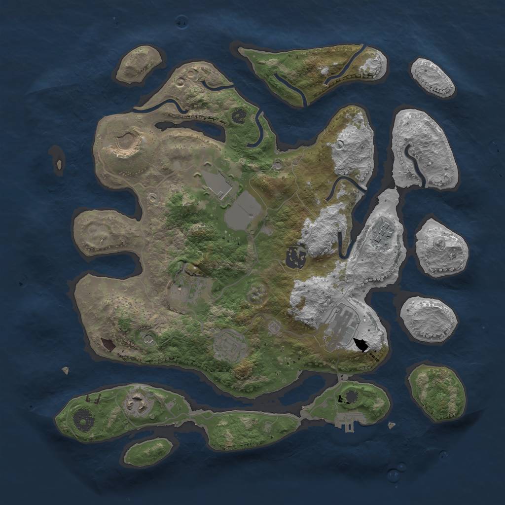 Rust Map: Procedural Map, Size: 3500, Seed: 441487995, 12 Monuments