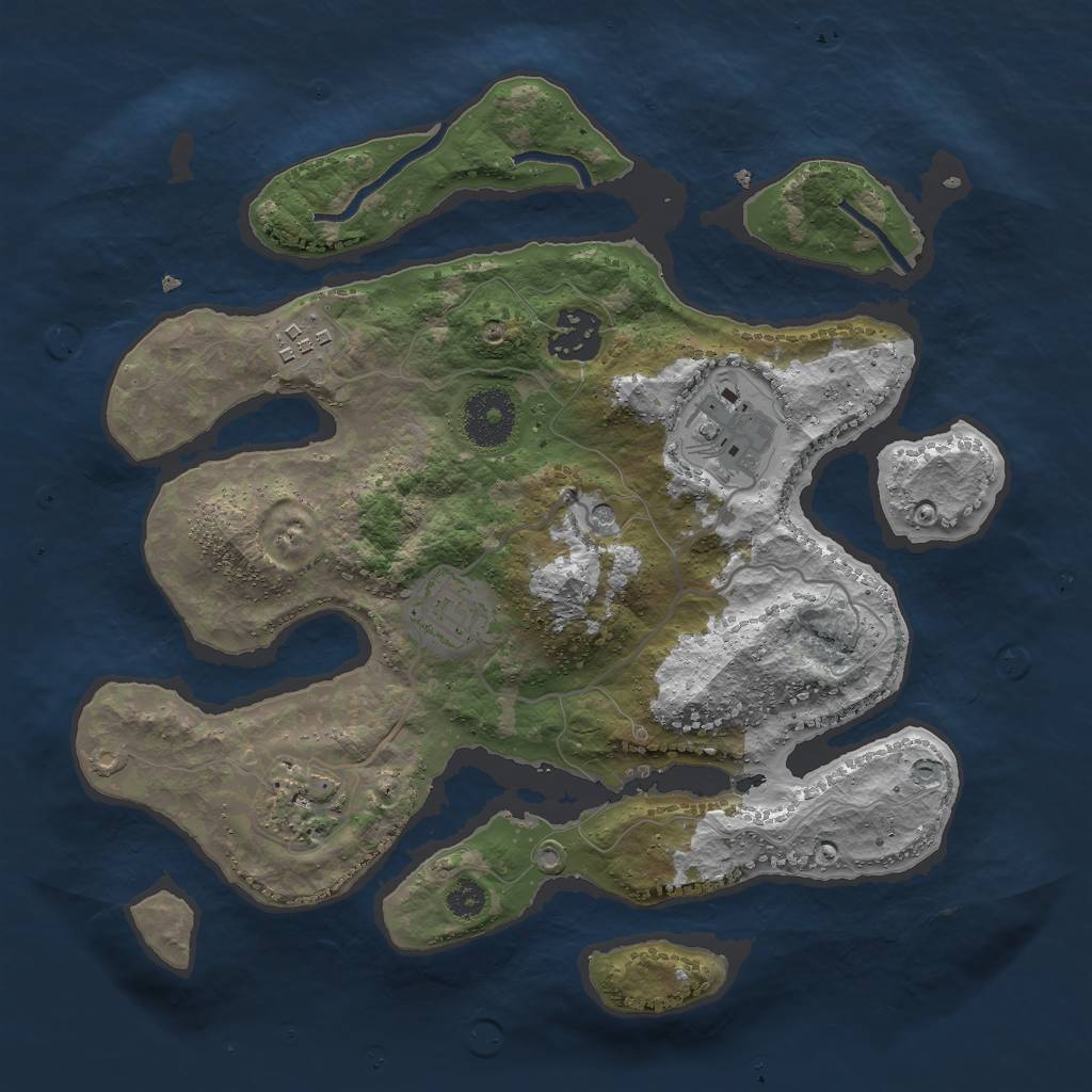 Rust Map: Procedural Map, Size: 3000, Seed: 643573, 8 Monuments