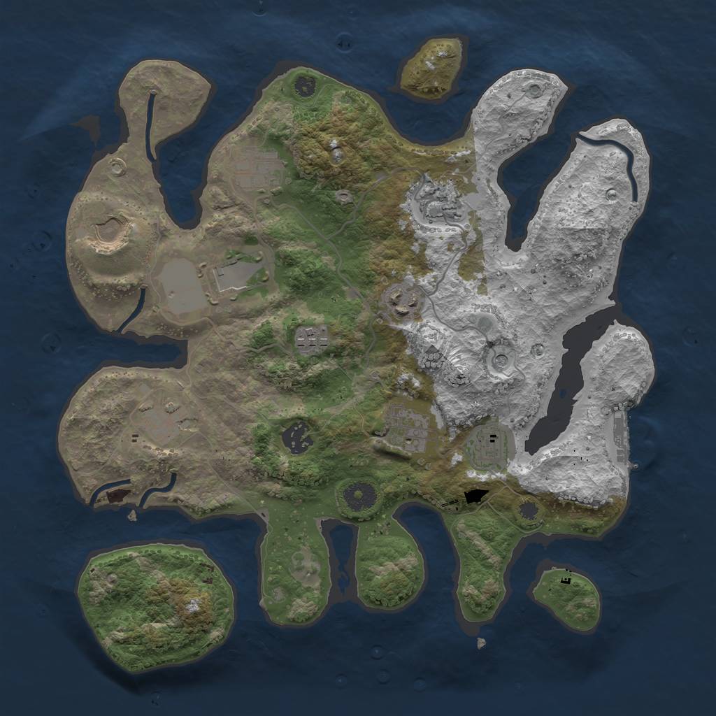 Rust Map: Procedural Map, Size: 3500, Seed: 472636, 14 Monuments