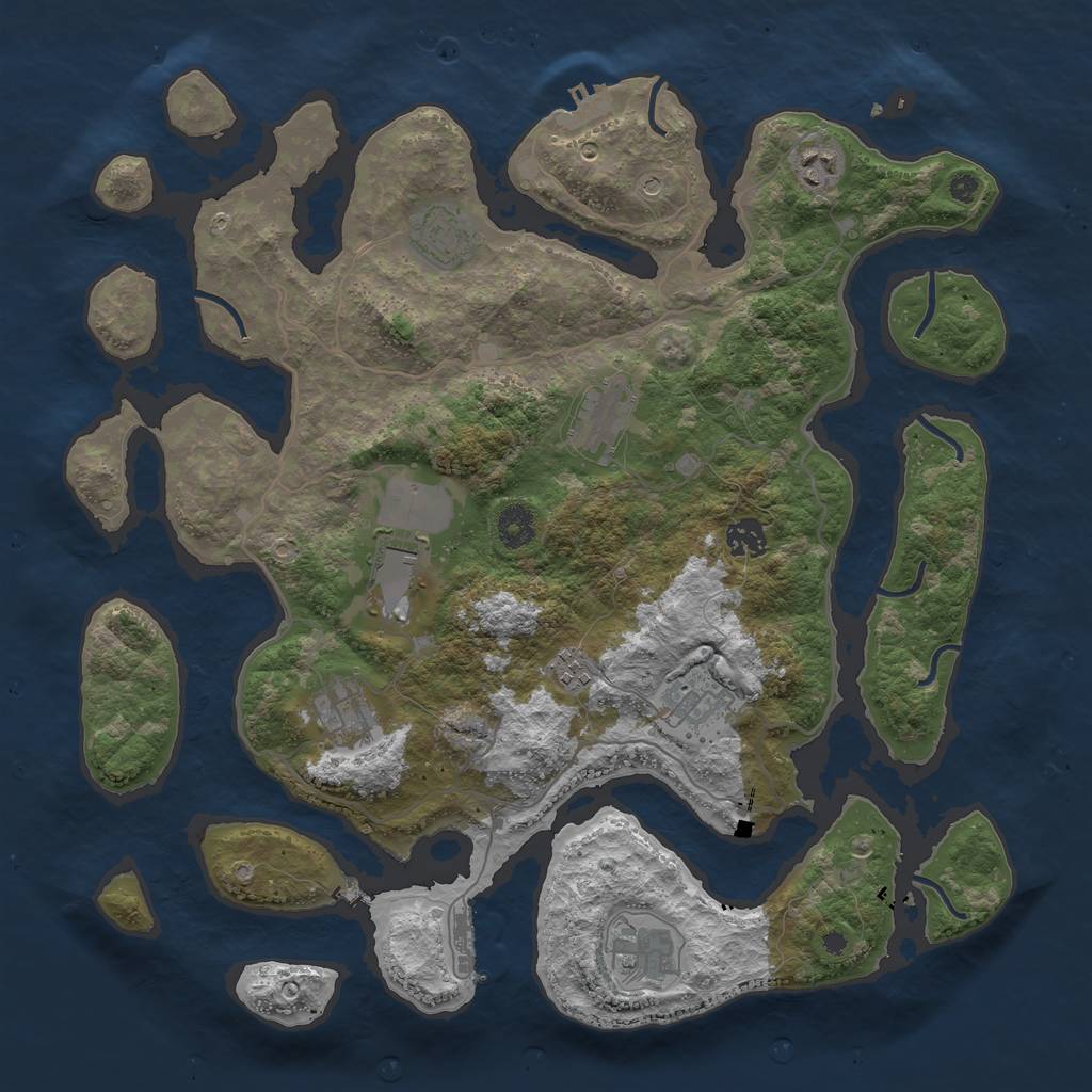 Rust Map: Procedural Map, Size: 4000, Seed: 555555555, 14 Monuments