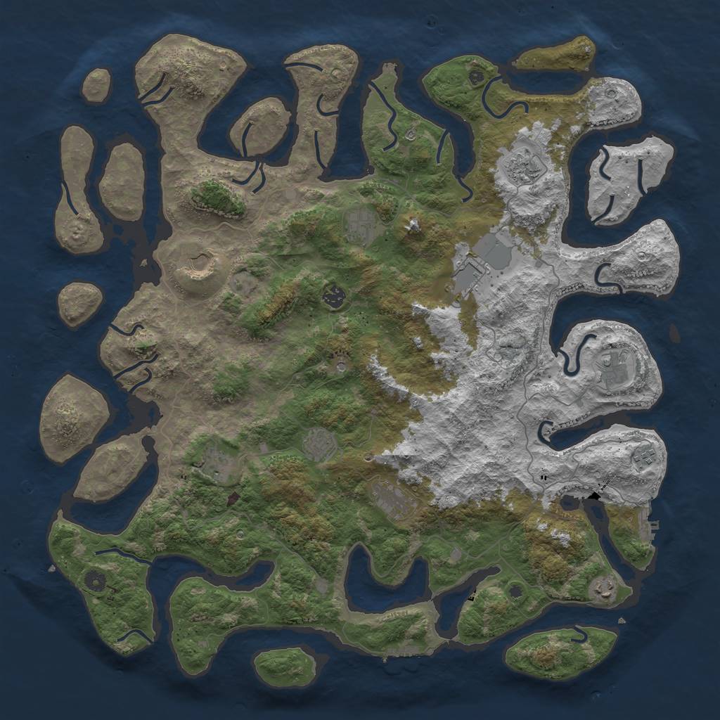 Rust Map: Procedural Map, Size: 5000, Seed: 214748136, 16 Monuments