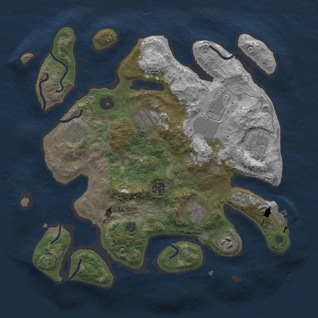 Rust Map: Procedural Map, Size: 3500, Seed: 106816, 12 Monuments