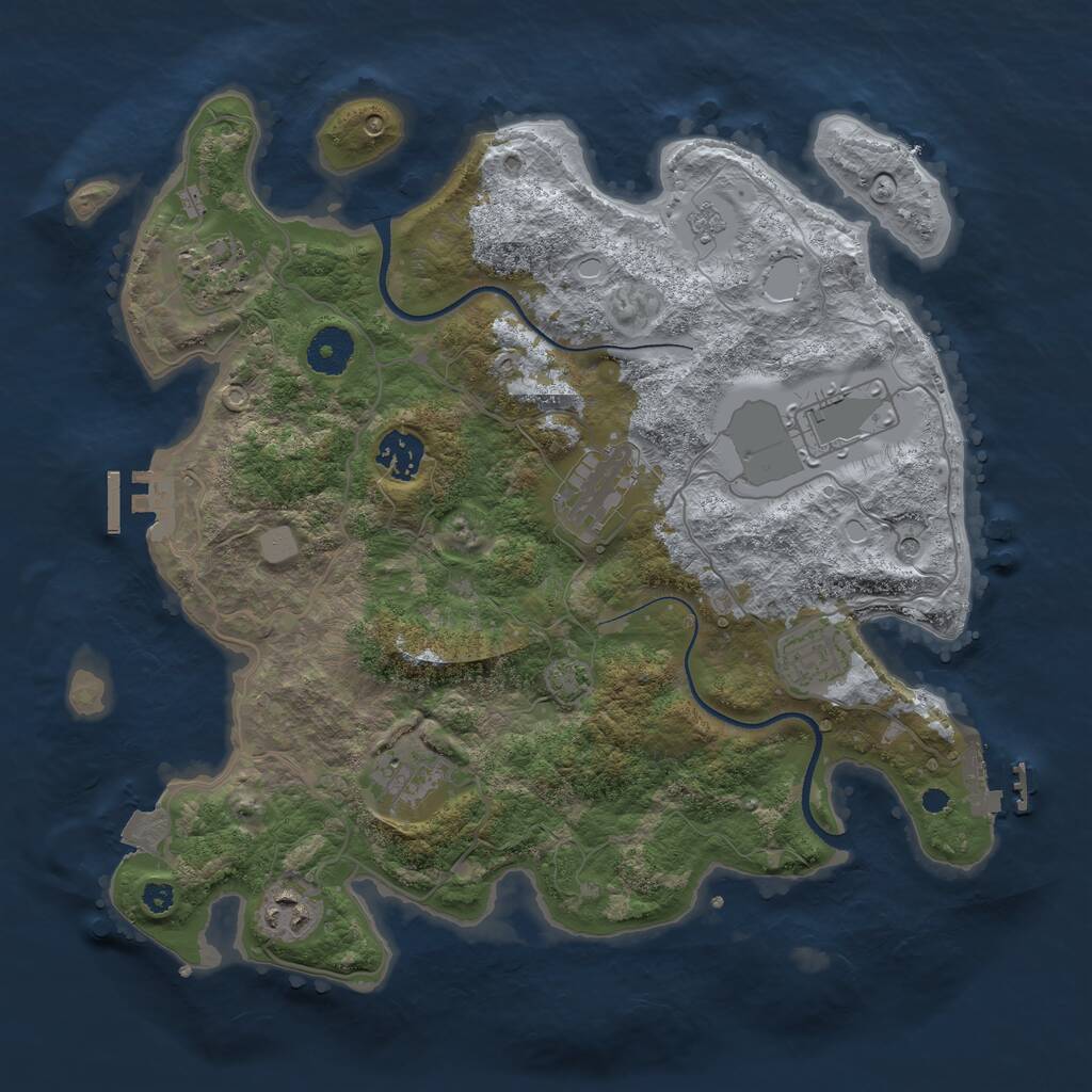 Rust Map: Procedural Map, Size: 3500, Seed: 106816, 13 Monuments
