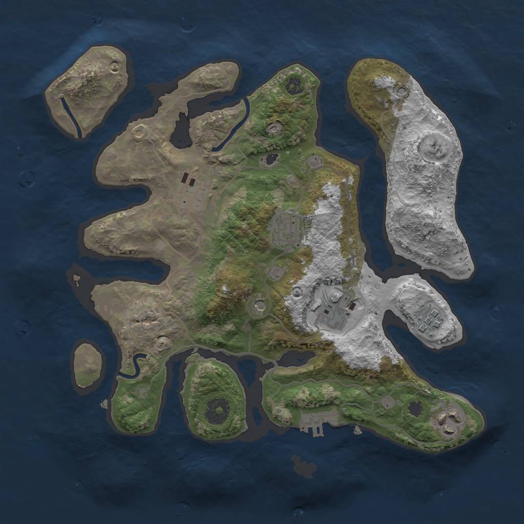 Rust Map: Procedural Map, Size: 3000, Seed: 1023610595, 9 Monuments