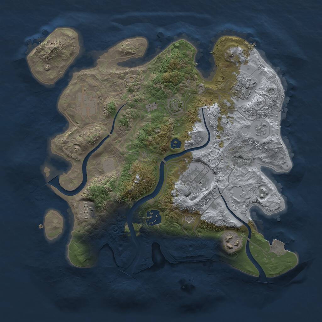 Rust Map: Procedural Map, Size: 3000, Seed: 1023610595, 10 Monuments