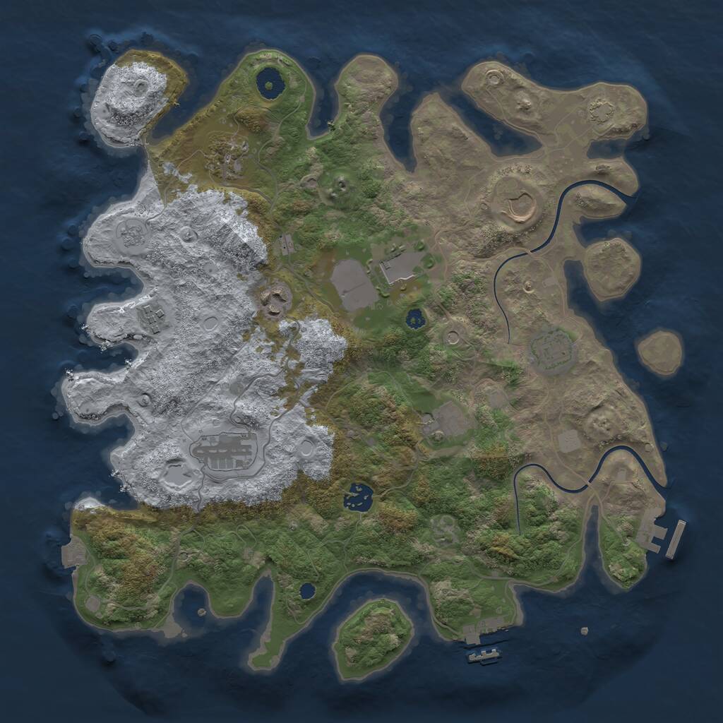 Rust Map: Procedural Map, Size: 3700, Seed: 1461264354, 15 Monuments