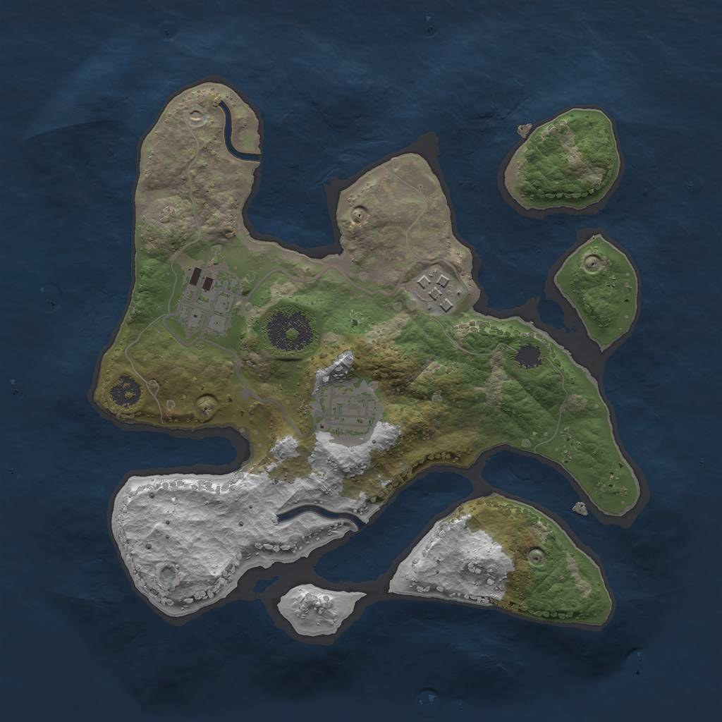 Rust Map: Procedural Map, Size: 2500, Seed: 203040, 5 Monuments