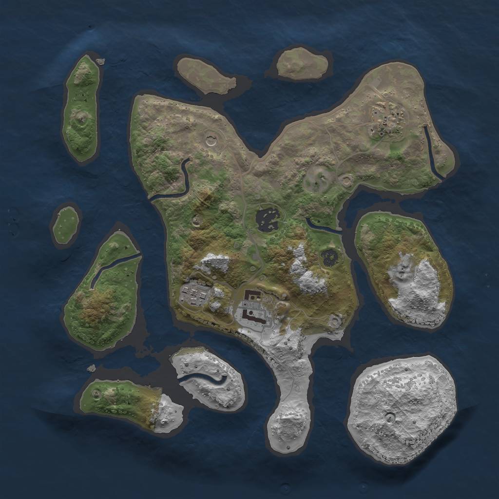 Rust Map: Procedural Map, Size: 3000, Seed: 252492419, 7 Monuments