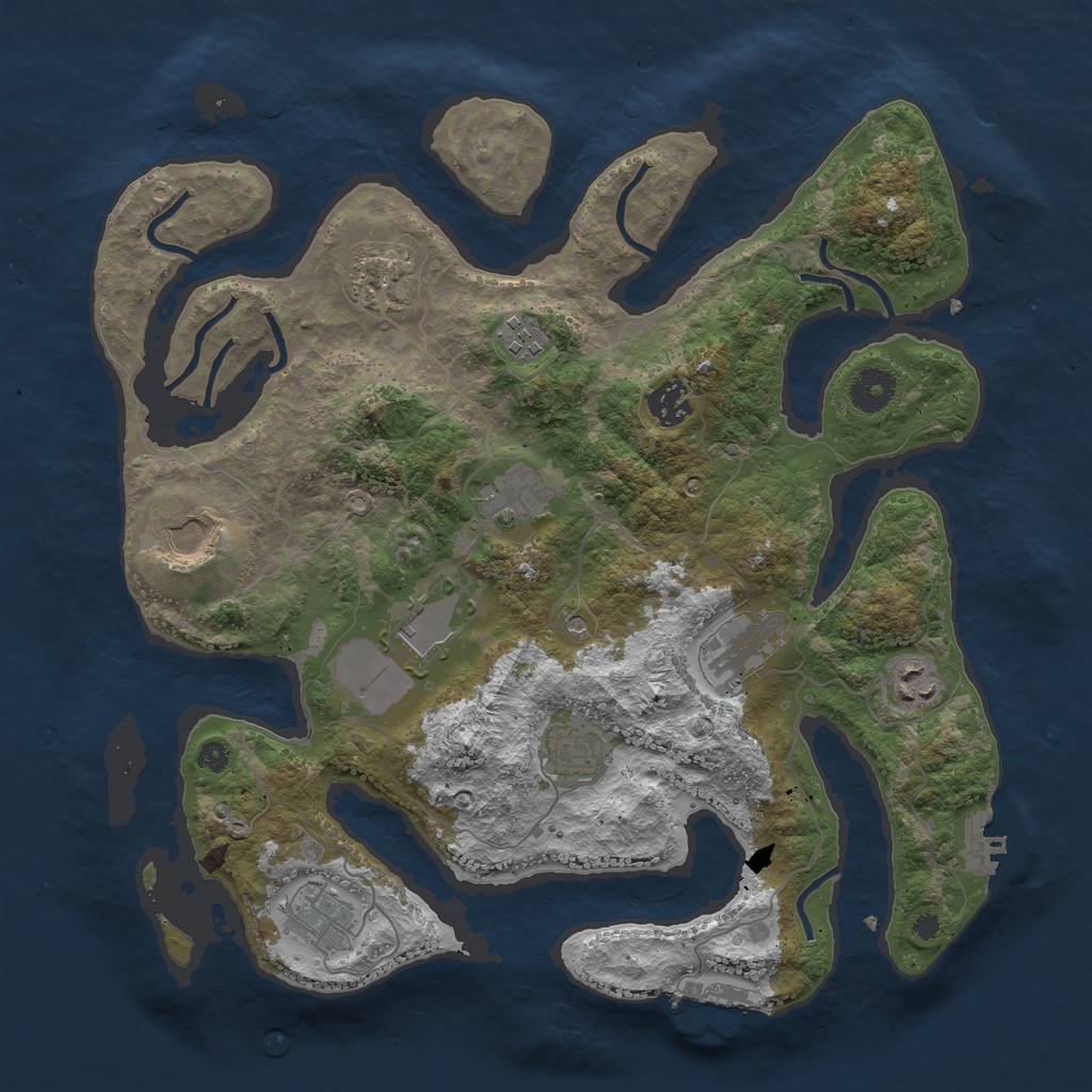 Rust Map: Procedural Map, Size: 3700, Seed: 646356684, 15 Monuments