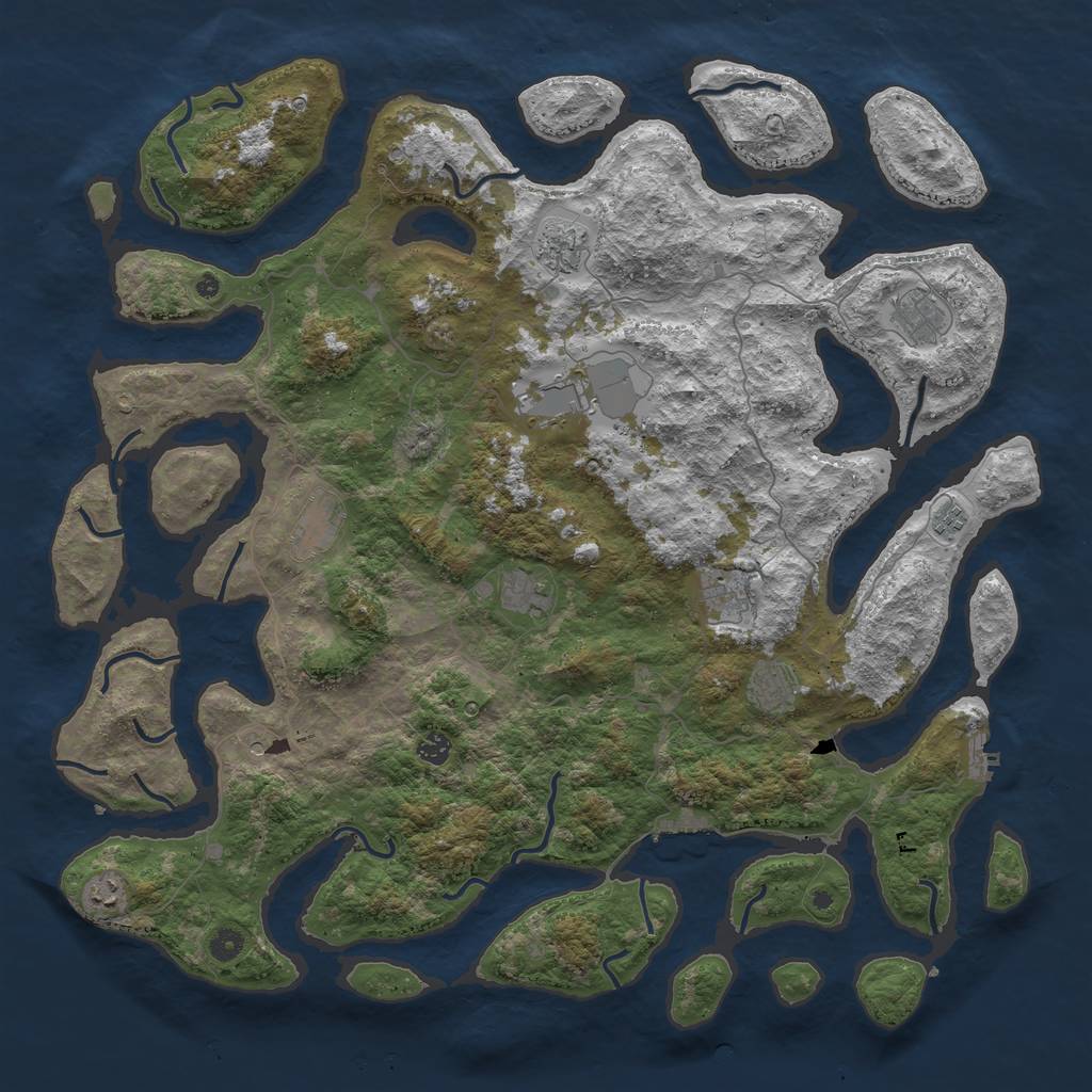Rust Map: Procedural Map, Size: 4948, Seed: 1234567890, 15 Monuments