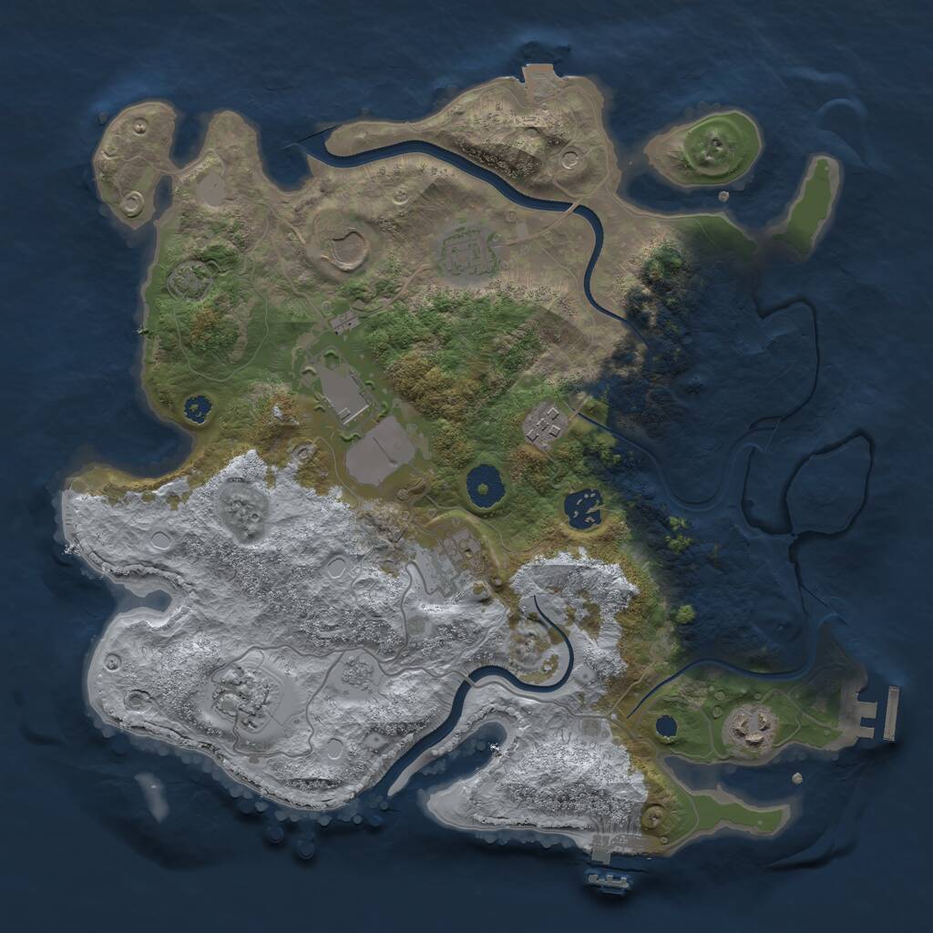 Rust Map: Procedural Map, Size: 3500, Seed: 299543101, 14 Monuments