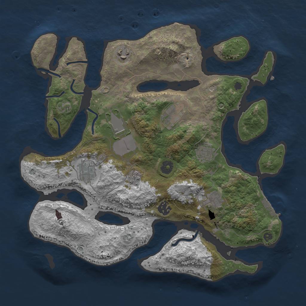 Rust Map: Procedural Map, Size: 3500, Seed: 299543101, 12 Monuments