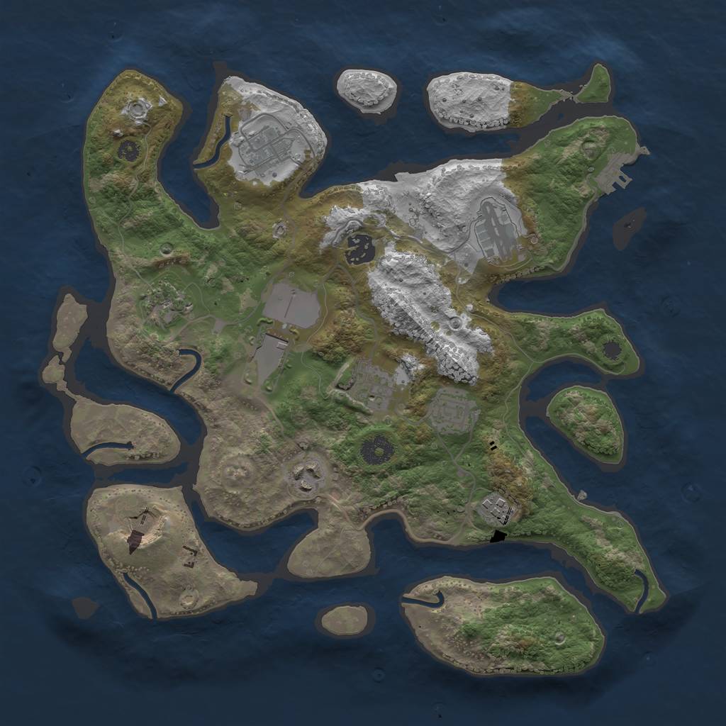 Rust Map: Procedural Map, Size: 3500, Seed: 2053140717, 13 Monuments