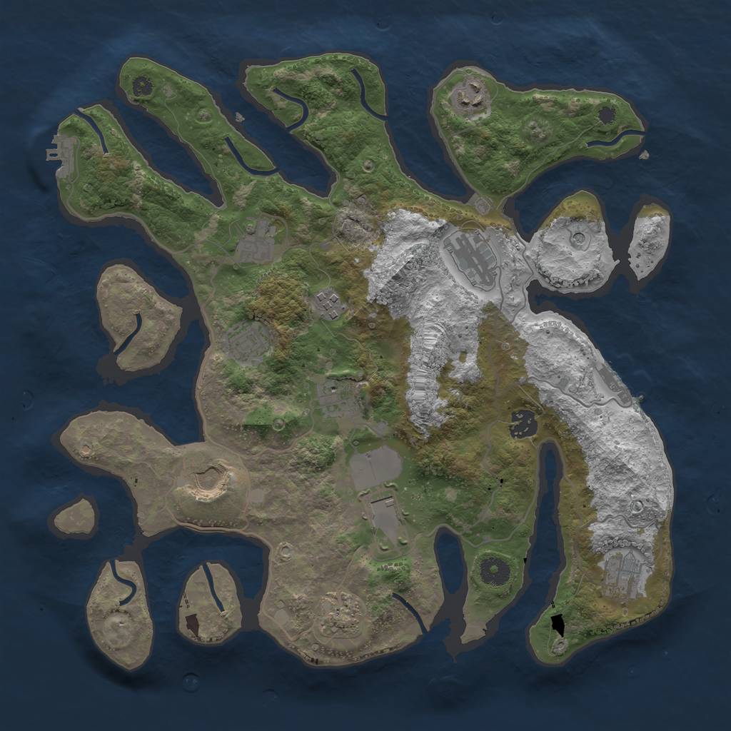 Rust Map: Procedural Map, Size: 3750, Seed: 775764548, 16 Monuments