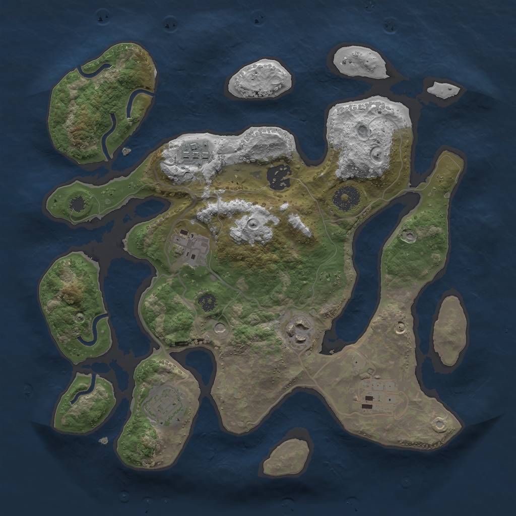 Rust Map: Procedural Map, Size: 3000, Seed: 404315, 9 Monuments