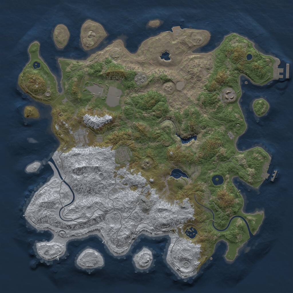 Rust Map: Procedural Map, Size: 4000, Seed: 1457498521, 12 Monuments
