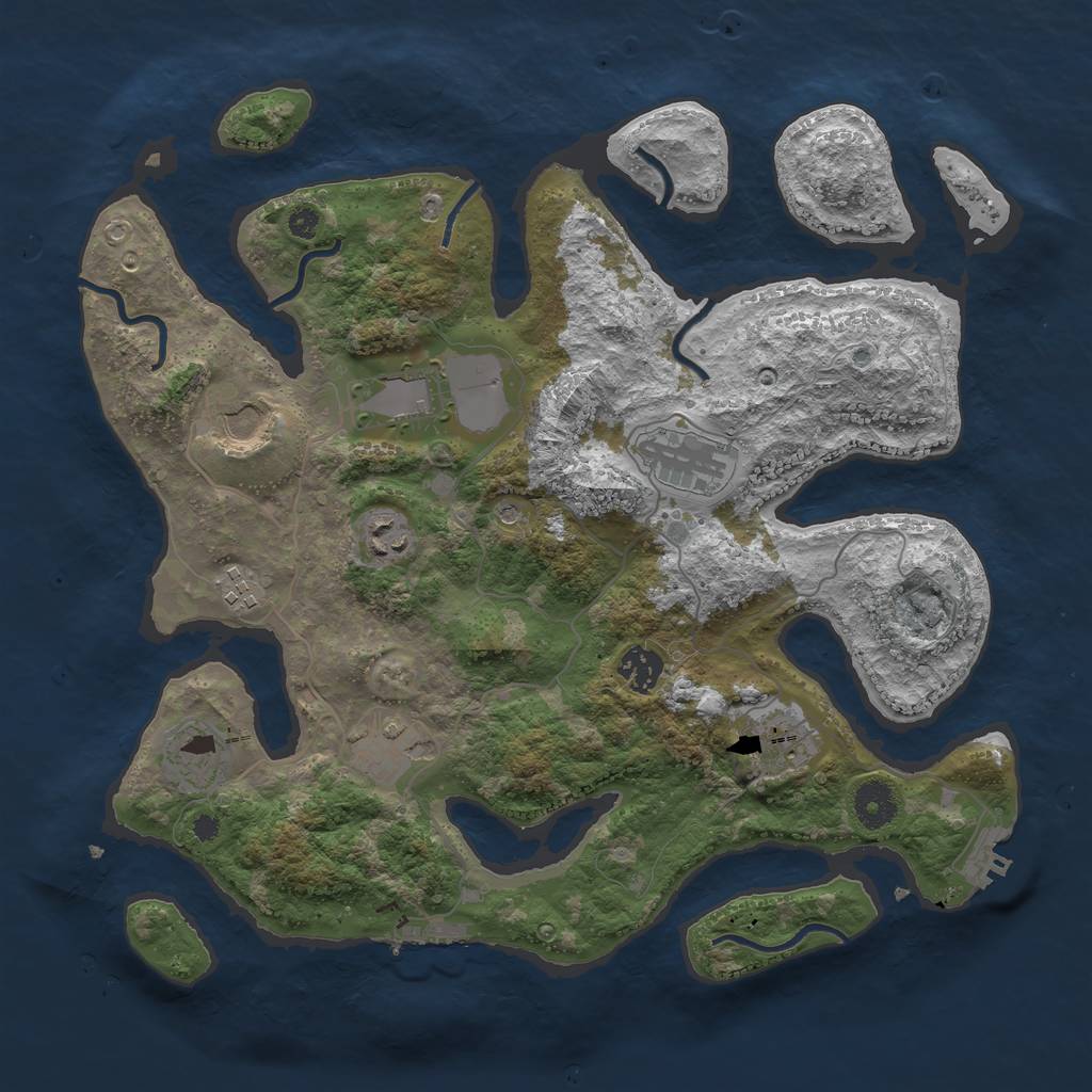 Rust Map: Procedural Map, Size: 3700, Seed: 1662215779, 14 Monuments