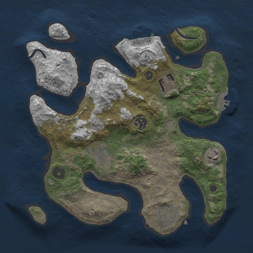 Rust Map: Procedural Map, Size: 3000, Seed: 236191200, 10 Monuments