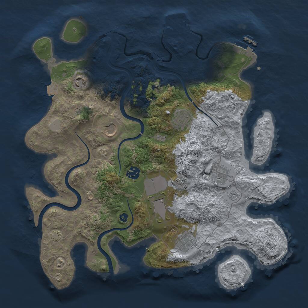 Rust Map: Procedural Map, Size: 3500, Seed: 23750, 14 Monuments