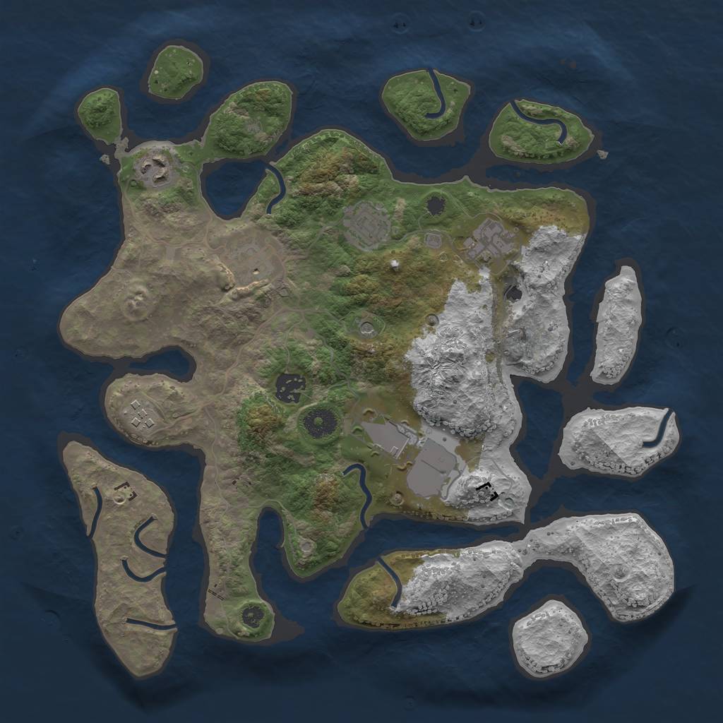 Rust Map: Procedural Map, Size: 3500, Seed: 23750, 10 Monuments