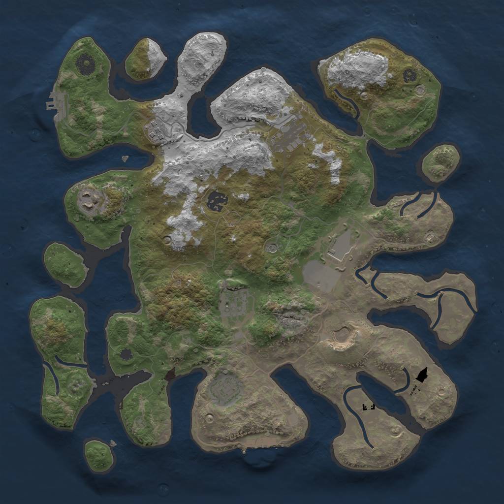 Rust Map: Procedural Map, Size: 3700, Seed: 1713858784, 13 Monuments