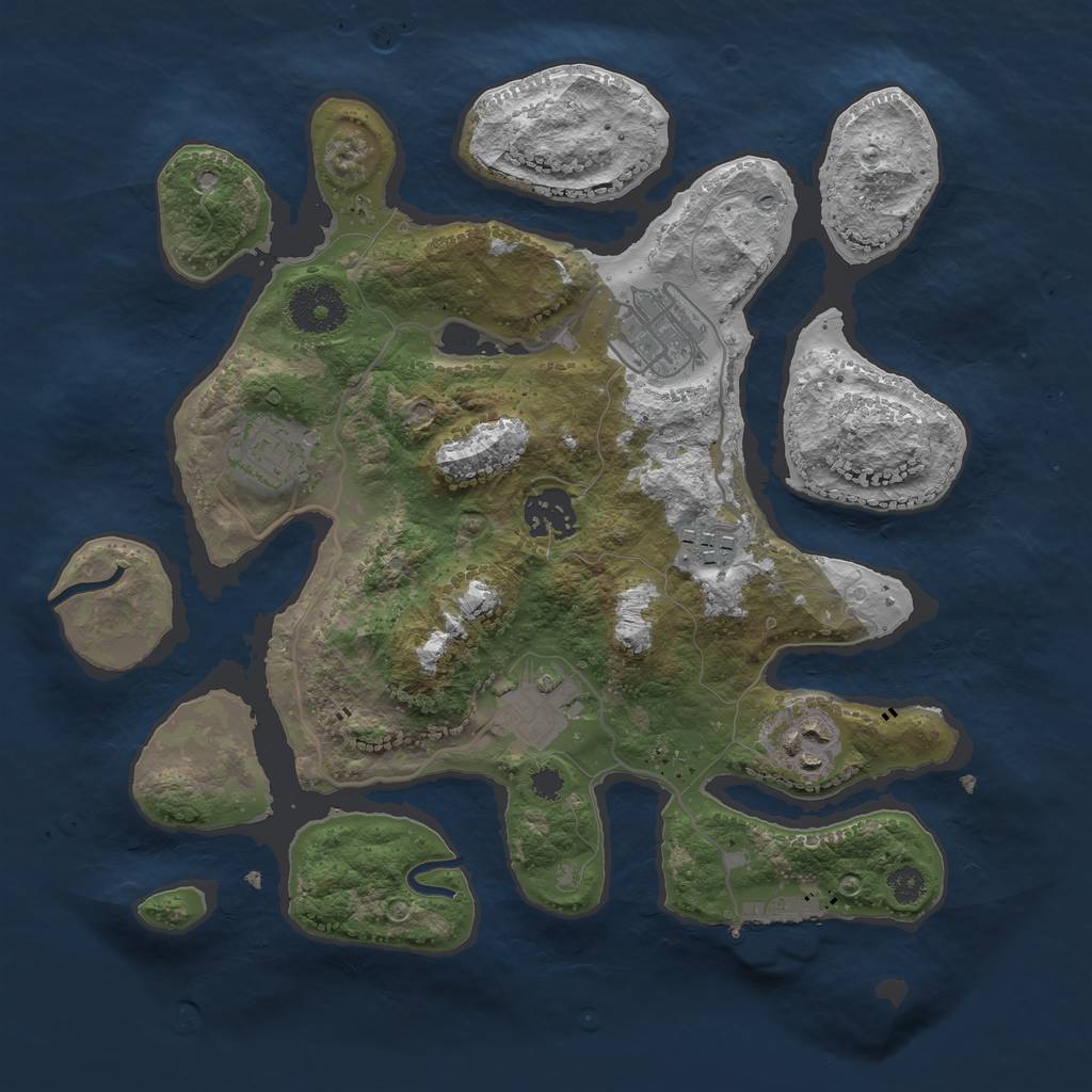 Rust Map: Procedural Map, Size: 3100, Seed: 1341920825, 9 Monuments