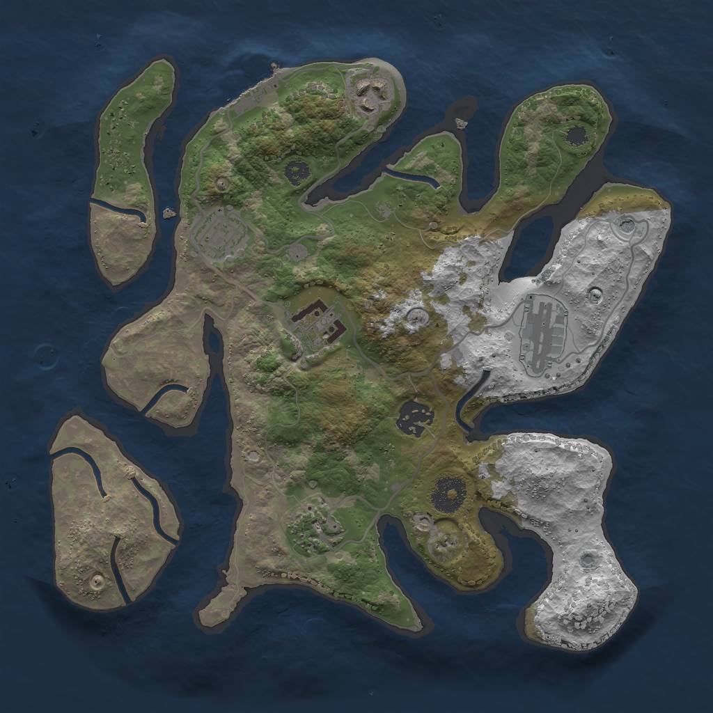 Rust Map: Procedural Map, Size: 3000, Seed: 787468, 10 Monuments