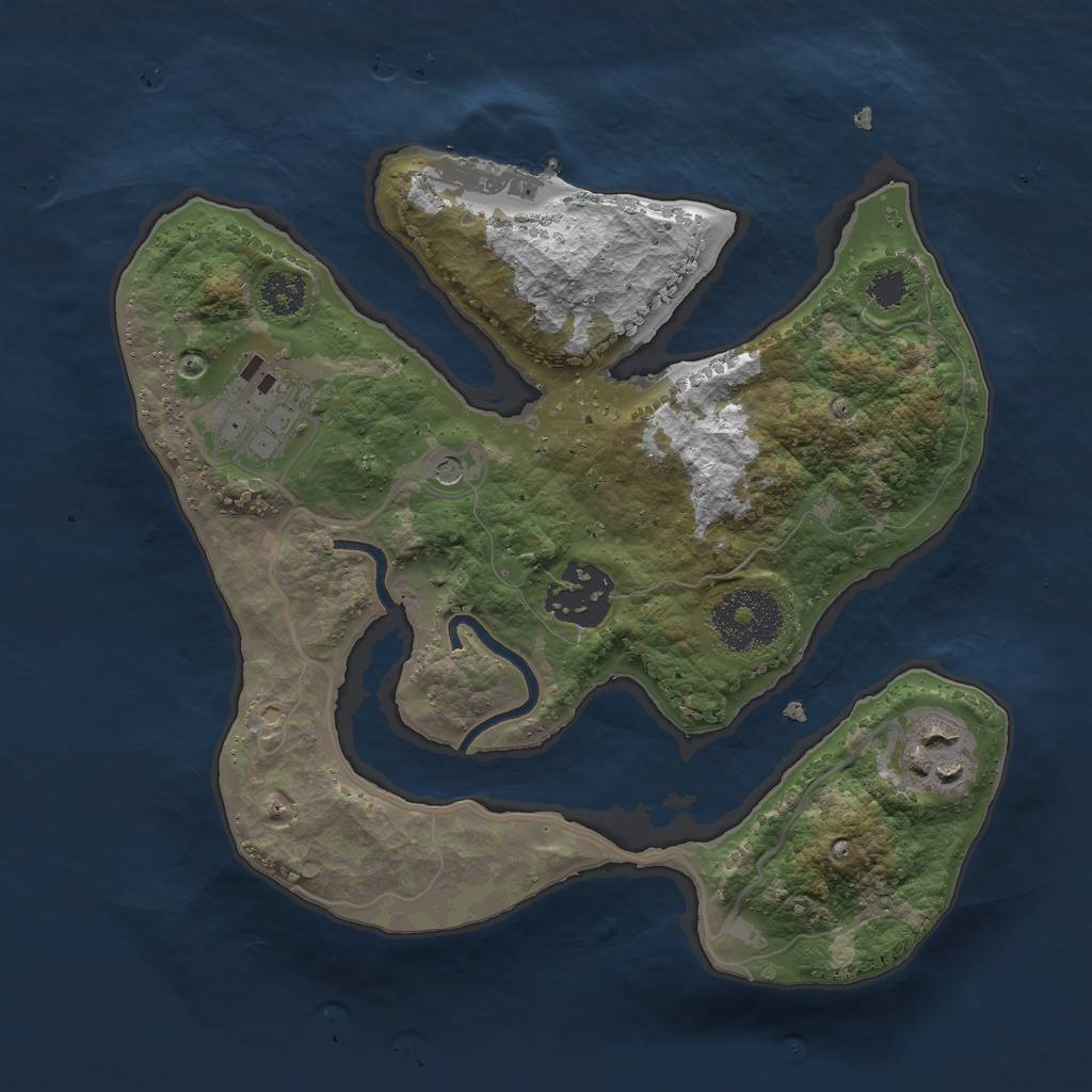 Rust Map: Procedural Map, Size: 2500, Seed: 384523842, 7 Monuments