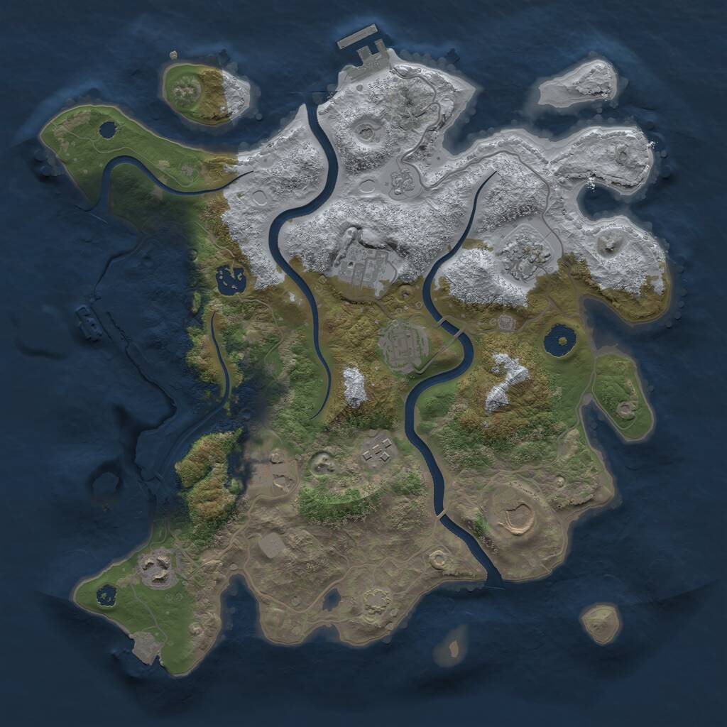 Rust Map: Procedural Map, Size: 3500, Seed: 1356267479, 14 Monuments