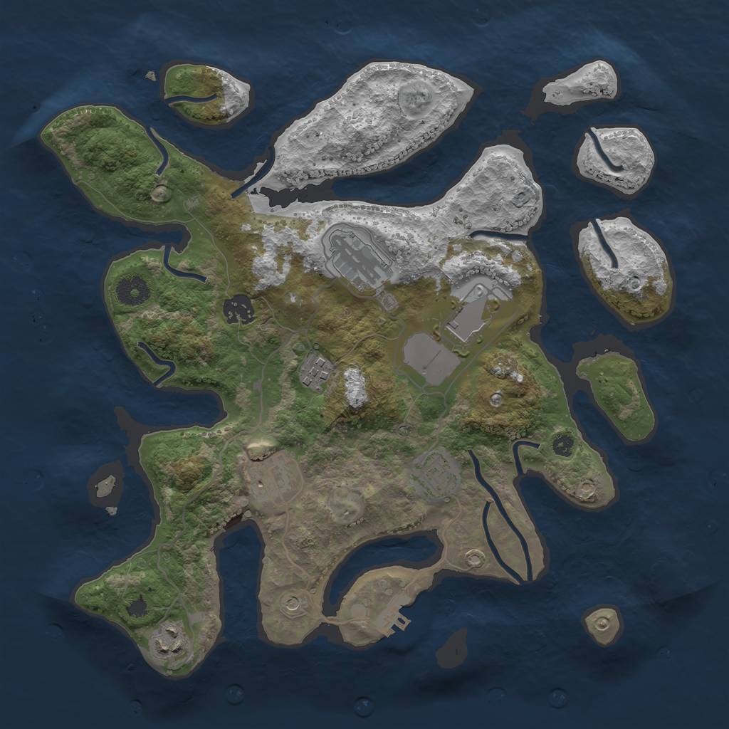 Rust Map: Procedural Map, Size: 3500, Seed: 1356267479, 11 Monuments