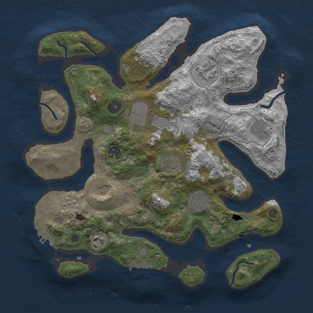 Rust Map: Procedural Map, Size: 3500, Seed: 2193484, 14 Monuments