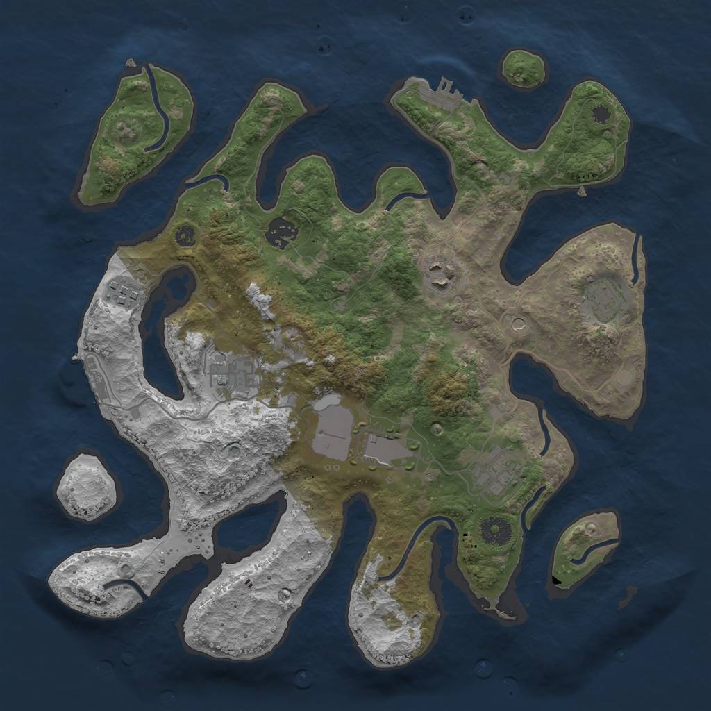 Rust Map: Procedural Map, Size: 3500, Seed: 2361, 12 Monuments