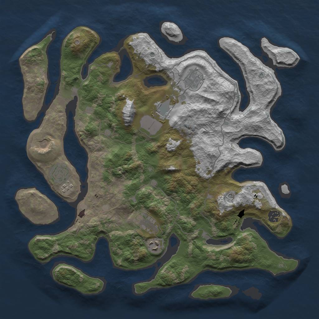 Rust Map: Barren, Size: 4000, Seed: 35436273, 11 Monuments