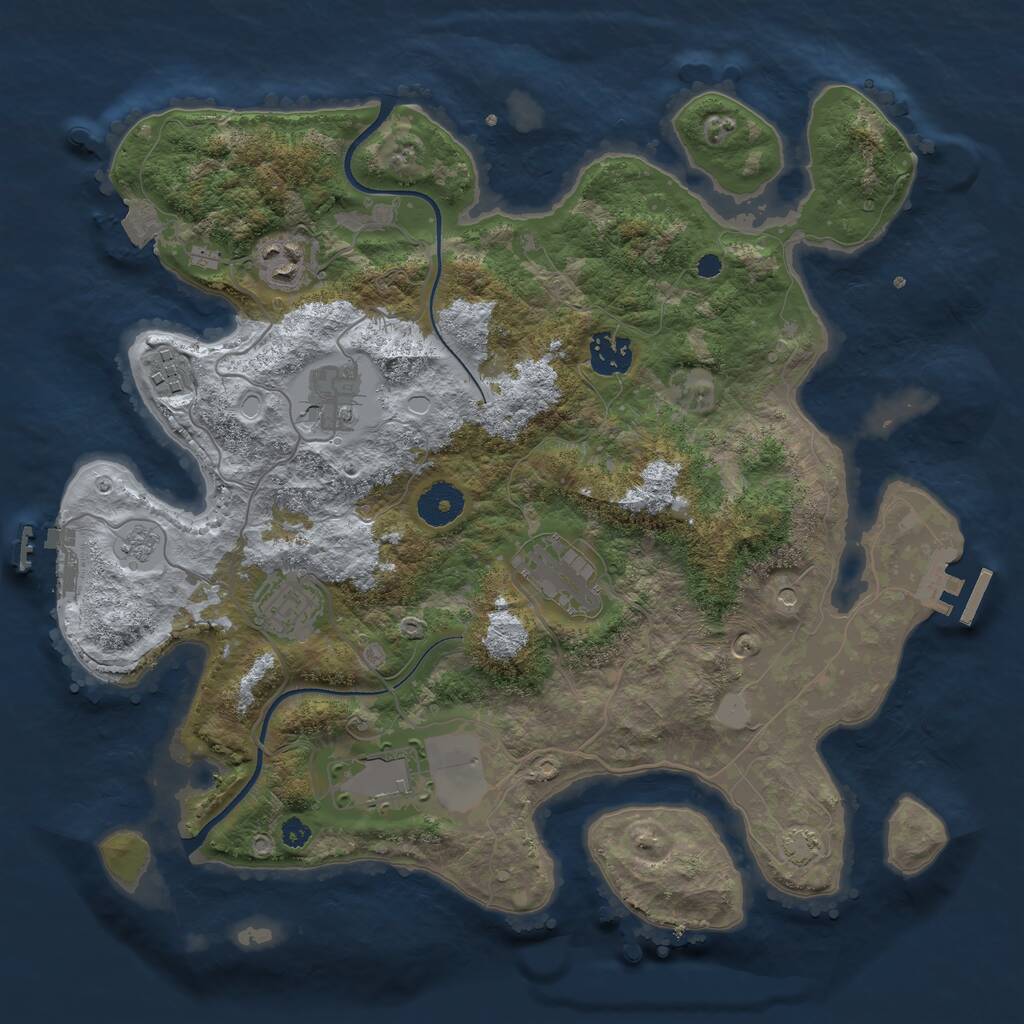 Rust Map: Procedural Map, Size: 3500, Seed: 517303449, 13 Monuments