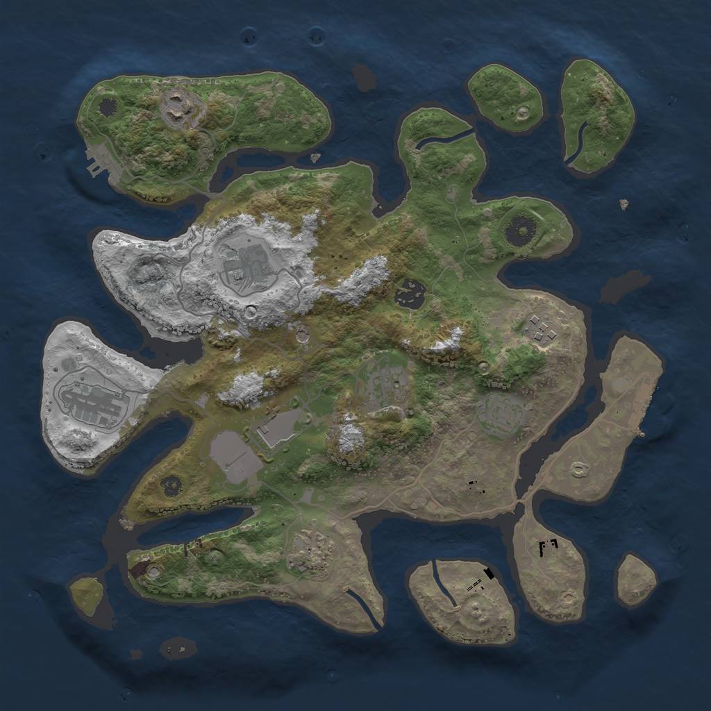 Rust Map: Procedural Map, Size: 3500, Seed: 517303449, 14 Monuments