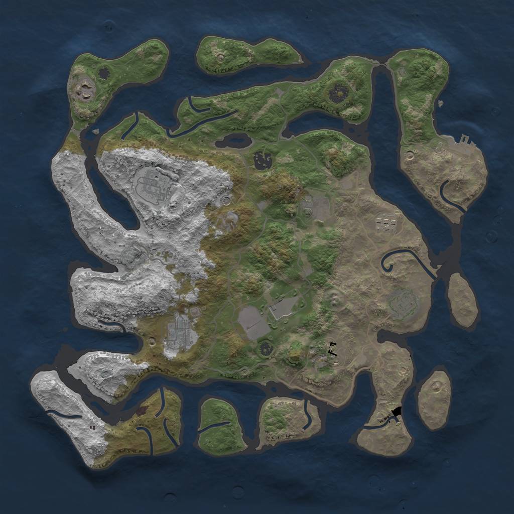 Rust Map: Procedural Map, Size: 4000, Seed: 20379, 13 Monuments