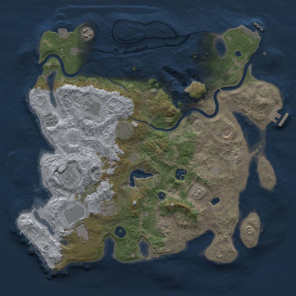 Rust Map: Procedural Map, Size: 4000, Seed: 20379, 16 Monuments