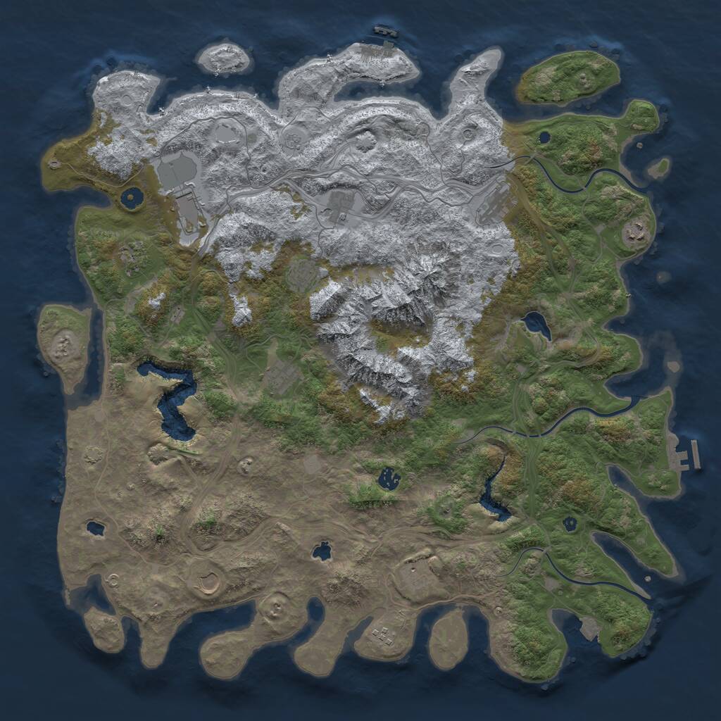 Rust Map: Procedural Map, Size: 5000, Seed: 53406583, 17 Monuments