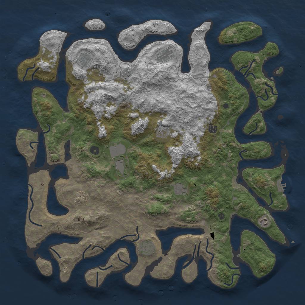 Rust Map: Procedural Map, Size: 5000, Seed: 53406583, 14 Monuments