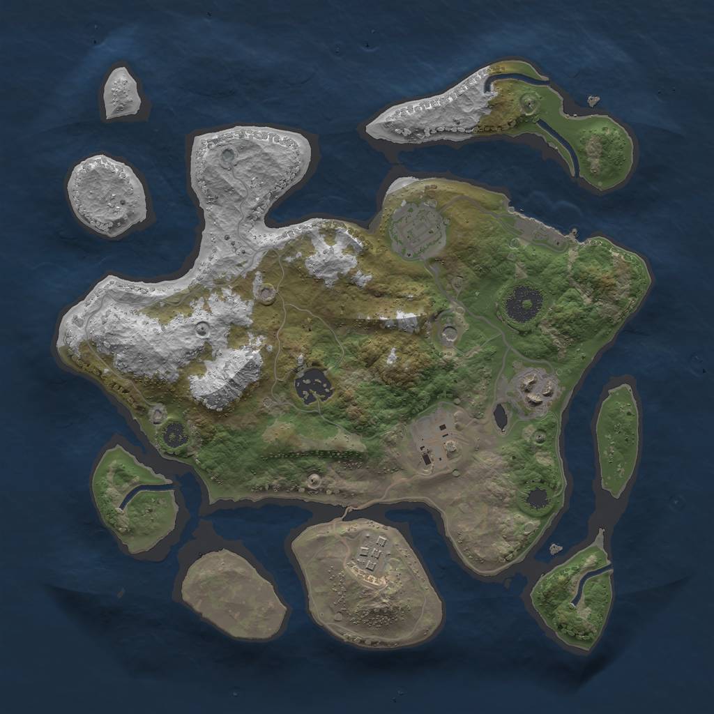 Rust Map: Procedural Map, Size: 3000, Seed: 756157, 9 Monuments